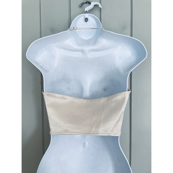 Superdown Revolve Corset Top S Small Cropped Satin Lace-Up Beige - Picture 5 of 5